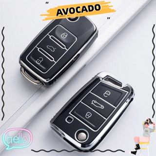 Avocarr เคสกุญแจรีโมตรถยนต์ TPU แบบนิ่ม สําหรับ VW Volkswagen Polo Tiguan Passat B5 B6 B7 Golf 7 Jetta