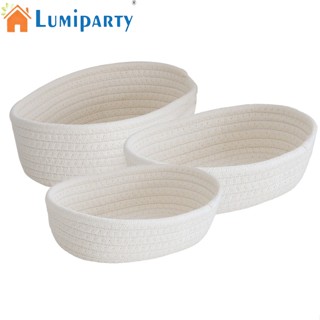 Lumiparty ตะกร้าสาน แฮนด์เมด วางซ้อนกันได้ อเนกประสงค์ สําหรับเก็บเครื่องสําอาง กุญแจ ขนมขบเคี้ยว 3 ชิ้น