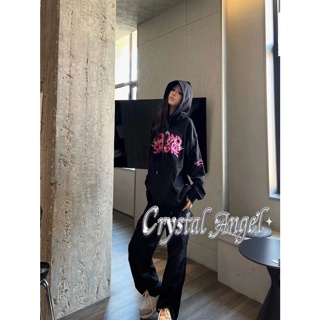 Crystal เสื้อผ้าผู้ญิง แขนยาว เสื้อฮู้ด คลุมหญิง สไตล์เกาหลี แฟชั่น A98J2MQ 34Z230825