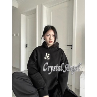 Crystal เสื้อผ้าผู้ญิง แขนยาว เสื้อฮู้ด คลุมหญิง สไตล์เกาหลี แฟชั่น A98J2N9 34Z230825