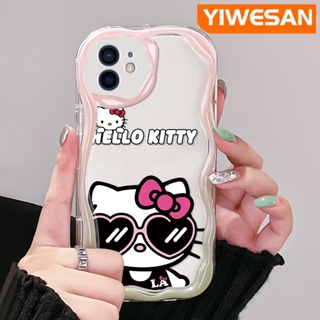 เคสโทรศัพท์มือถือแบบนิ่ม ใส กันกระแทก ลายการ์ตูนเฮลโลคิตตี้ คลื่นขอบครีม สําหรับ iPhone 12 12 Pro 12 Mini 12 Pro Max