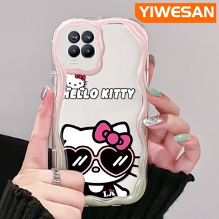 เคสโทรศัพท์มือถือแบบนิ่ม ใส กันกระแทก ลายการ์ตูนเฮลโลคิตตี้ คลื่น ขอบครีม สําหรับ Realme 8 5G 8s 5G Q3i V13 5G Narzo 30 Q3