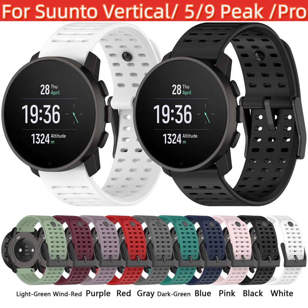 สายนาฬิกาข้อมือซิลิโคน สีพื้น แบบเปลี่ยน สําหรับ Suunto Vertical 5 Peak 9Peak Pro