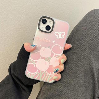 【สำหรับ OPPO】เคสกันกระแทกทีพียู for OPPO A95 94 A76 96 74 F19 A57 77S A54 A53 33 32 A17K A16S 15Sเคสป้องกันทิวลิปผีเสื้อ