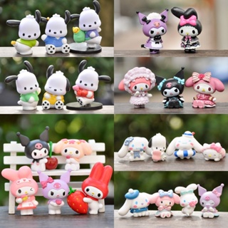 ฟิกเกอร์การ์ตูนอนิเมะ Sanrio Cinnamoroll Hello Kitty Kuromi สําหรับตกแต่งเค้ก DIY 5 ชิ้น ต่อชุด