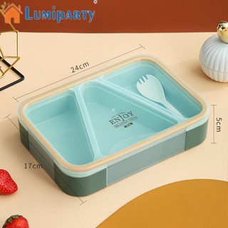 Lumiparty Bento กล่องอาหารกลางวัน เข้าไมโครเวฟได้ กันรั่วซึม พร้อมช่องใส่ สําหรับสํานักงาน ทํางาน ปิกนิก