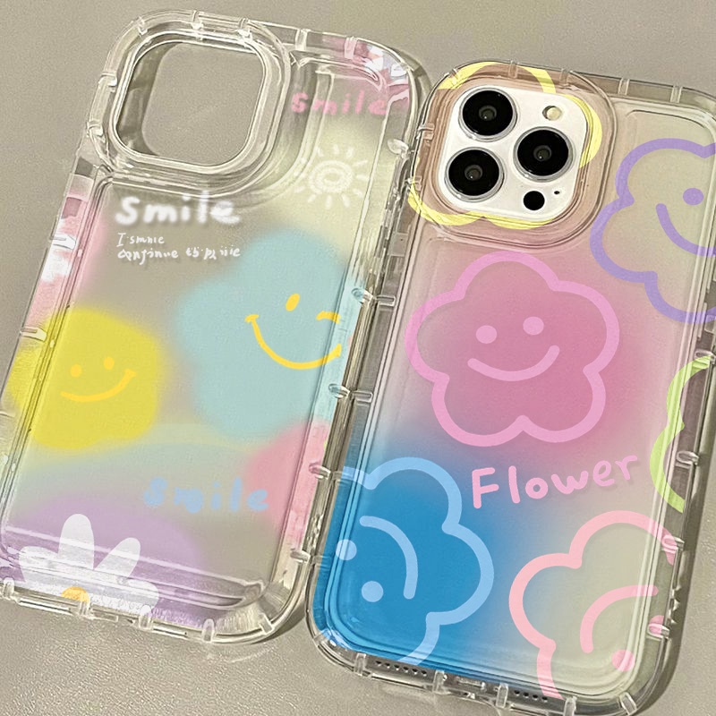 ✨ เคสโทรศัพท์ถุงลมนิรภัยไล่ระดับสีสันสีสันสดใส For iPhone 11 14 15 12 13 Pro Max 6 7 8 Plus TPU โทรศัพท์มือถือ Soft Case