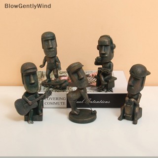 Blowgentlywind กล่องสุ่ม รูปปั้นหินโมอาย เรซิน เรียบง่าย สําหรับตกแต่งบ้าน