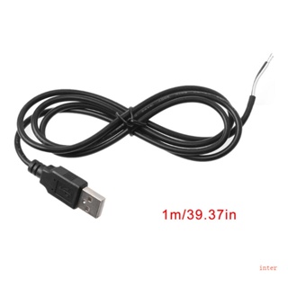 Inter สายเคเบิลชาร์จ USB 2 0 แจ็คตัวผู้ 2 Pin 2 5V 1 เมตร ทนต่อการเสียดสี DIY