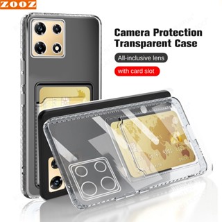 for Infinix Note 11 10 Pro NFC 11i 11s 10Pro 11Pro Hot10 Hot11 i s Transparent Card Slot Silicon Casing Shockproof TPU Pocket Phone Case Soft Clear Wallet Back Cover