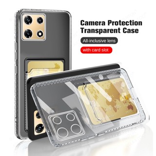 for Infinix Hot 10i 10T 10s NFC Hot10i Hot10t Hot10s Hot10sNFC InfinixHot Clear Silicone Card Slot Holder Case Soft TPU Wallet Back Cover Shockproof Transparent Casing Camera Protection Airbag Phone Shell