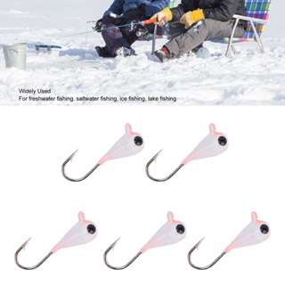 Fishi 5 Pcs Winter Ice Fishing Jigs Kit Hooks Lures for Bass Perch Crappie 3mm