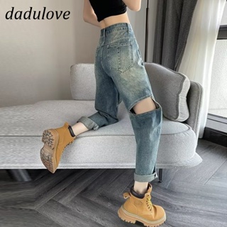 DaDulove💕 New American Ins High Street Retro Ripped Jeans Niche High Waist Wide Leg Pants Large Size Trousers