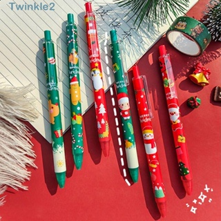 Twinkle ชุดปากกาเจล ลายซานต้า กวางเรนเดียร์ สโนว์แมน ของขวัญคริสต์มาส 6 ชิ้น ต่อชุด