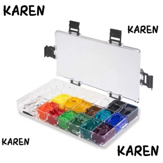Karen พาเลทสี กันรั่วซึม 24 ช่อง พร้อมที่จับนิ้วหัวแม่มือ สําหรับเดินทาง 1 ชิ้น