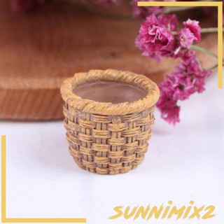 [Sunnimix2] ตะกร้าผ้าทอมือ ขนาดเล็ก 2.2x2.6 ซม. สําหรับบ้านตุ๊กตา 1/12