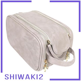 [Shiwaki2] กระเป๋าเครื่องสําอาง หนัง PU มีซิป สําหรับจัดเก็บแปรงแต่งหน้า ลิปสติก รองพื้น