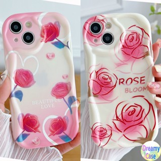 เคสโทรศัพท์มือถือ ขอบโค้ง ลายดอกกุหลาบ และหัวใจ สีครีม สําหรับ VIVO Y02T Y02S Y22S Y21S Y20S Y35 Y50 Y53S Y51A Y16 Y15S Y17 Y19 Y27 Y75 Y76 Y78 Y91C Y1S Y95