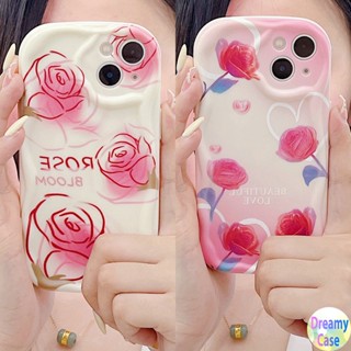 เคสโทรศัพท์มือถือ ขอบโค้ง ลายดอกกุหลาบ และหัวใจ สีครีม สําหรับ Samsung Galaxy A02S A13 A14 A20S A30S A21S A03S A04S A22 A23 A24 A31 A32 A33 A34