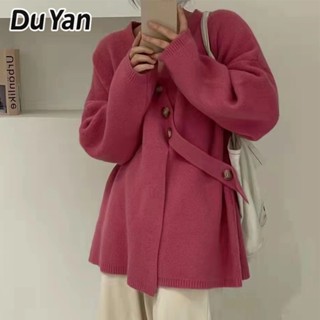 Du Yan New Klein เสื้อกันหนาว ผ้าถัก สีฟ้า สําหรับผู้หญิง