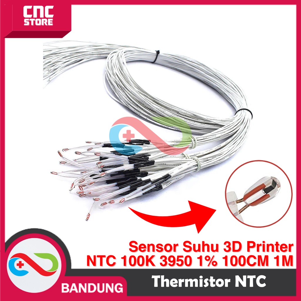 3D TEMPERATURE SENSOR PRINTER THERMISTOR NTC 100K 3950 1% 100K 100CM 1M