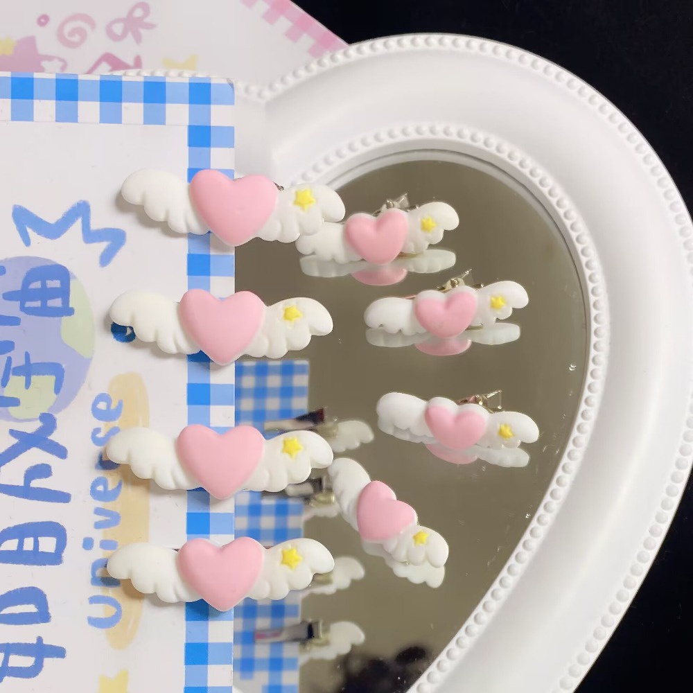 กิ๊บติดผม รูปปีกนางฟ้า Y2k ลายการ์ตูนปีกหัวใจน่ารัก สีชมพูหวาน สไตล์เกาหลี เครื่องประดับ สําหรับผู้หญิง