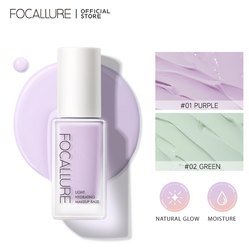 Focallure ไพรเมอร์ เพิ่มความชุ่มชื้น ปรับสีผิวให้กระจ่างใส กันน้ํา 3 เฉดสี