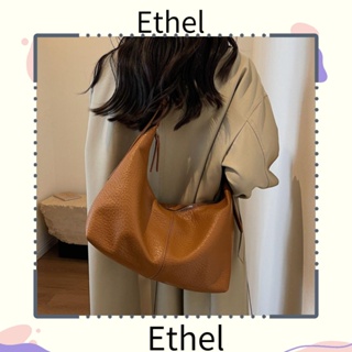 Ethel1 กระเป๋าสะพายไหล่ลําลอง หนัง PU ความจุขนาดใหญ่ สีพื้น สําหรับสตรี