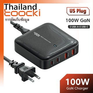 Toocki อะแดปเตอร์ชาร์จ 100W GaN 2C2A สี่พอร์ต USB Type C ชาร์จเร็ว สําหรับโทรศัพท์มือถือ แท็บเล็ต แล็ปท็อป