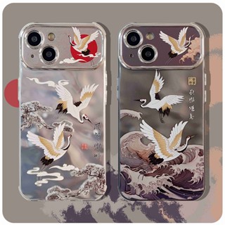 เคสโทรศัพท์มือถืออะคริลิค ลายนกกระเรียน สไตล์คลาสสิก สําหรับ iPhone 12 Pro Max iphone11 iPhone13 iPhone14 Pro Max