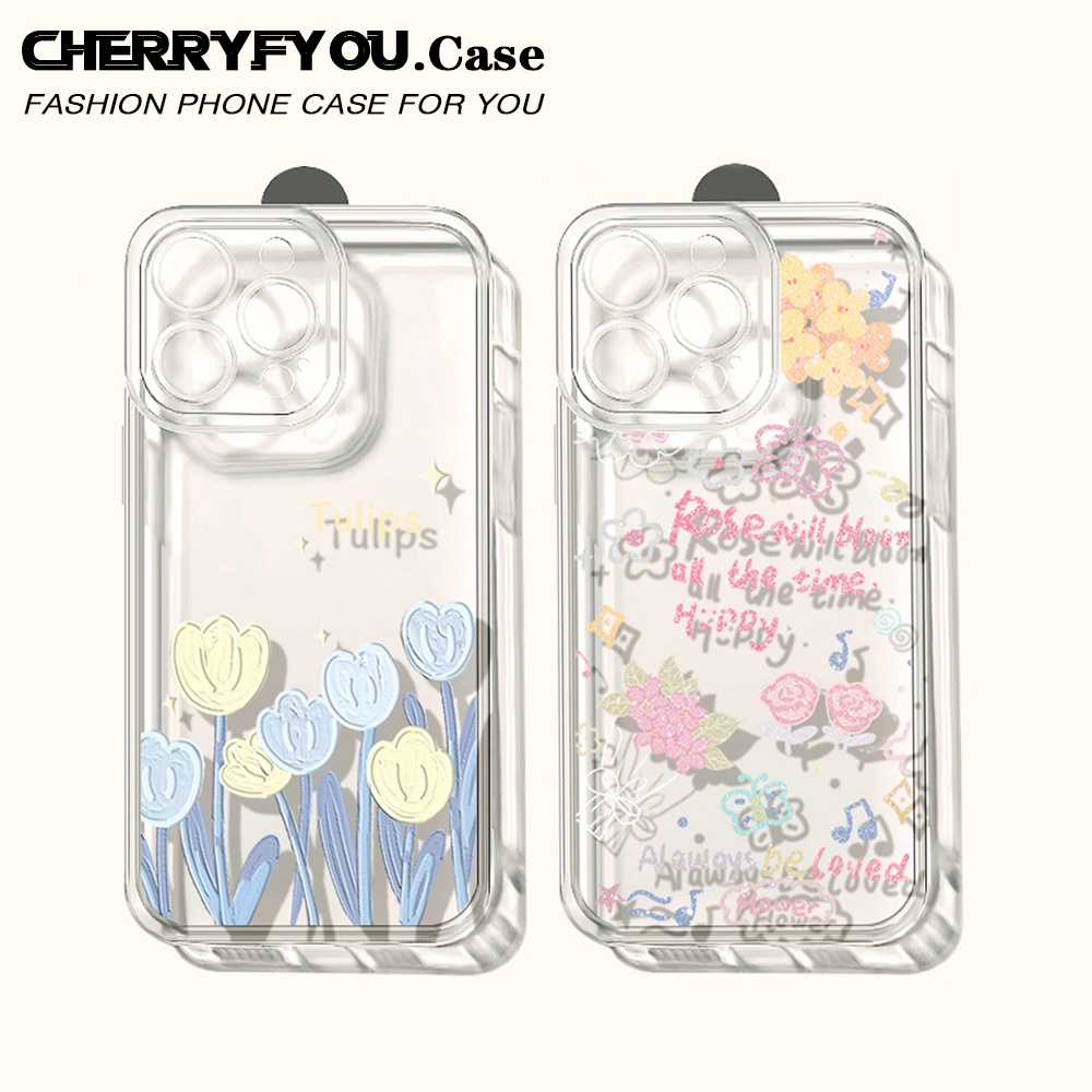 เคสโทรศัพท์มือถือ TPU นิ่ม กันสิ่งสกปรก กันตก ลายดอกทิวลิป แฟชั่นฤดูใบไม้ผลิ สําหรับ IPhone 15 14 13 12 11 Pro Max X XR 8 7 Plus