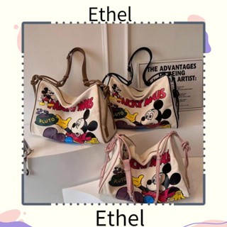 Ethel1 กระเป๋าสะพายข้าง ผ้าแคนวาส มีซิป ความจุขนาดใหญ่