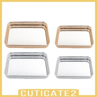 [Cuticate2] ถาดกระจกคริสตัล ใส่เครื่องสําอาง เหมาะกับผู้หญิง สําหรับตกแต่งบ้าน เพื่อน ภรรยา