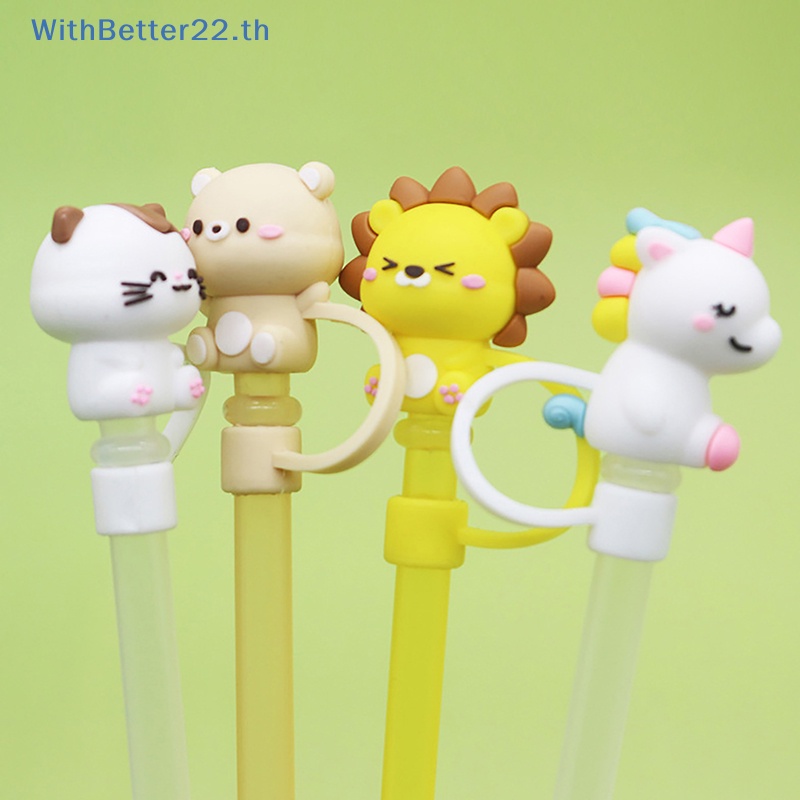 จุกซิลิโคนปิดหลอดดูดน้ํา กันฝุ่น ลายการ์ตูน ใช้ซ้ําได้ DIY