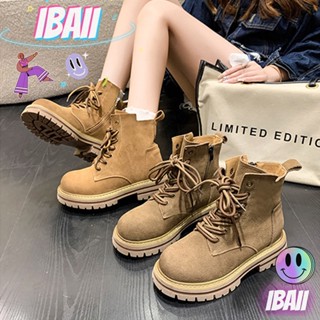 IBAII.  ใหม่ภายในที่มีความคิดริเริ่มรองเท้ามาร์ตินหนาพื้นรองเท้าระบายอากาศหัวรถจักรทะเลทรายรองเท้าสั้นผู้หญิง