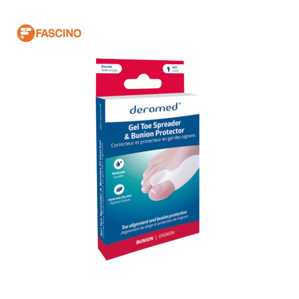 DERAMED Footcare Gel Toe Spreader & Bunion Protector เจลสวมนิ้วโป้งเท้า ซิลิโคนแยกนิ้วเท้า Free size (แพ็ค 1 ชิ้น)