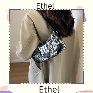 Ethel1 กระเป๋าสะพายไหล่ กระเป๋าถือ หนัง Pu ทรงสี่เหลี่ยม แต่งสายโซ่คล้อง สีพื้น สําหรับสตรี