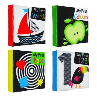 Youn หนังสือผ้า ลายการ์ตูน Montessori 4 ชิ้น สําหรับเด็กทารกแรกเกิด