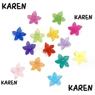 Karen ลูกปัดอะคริลิค เนื้อแมตต์ ลายดอกไม้ ดอกลิลลี่ คละสี 25 มม. สําหรับทําเครื่องประดับ DIY 100 ชิ้น