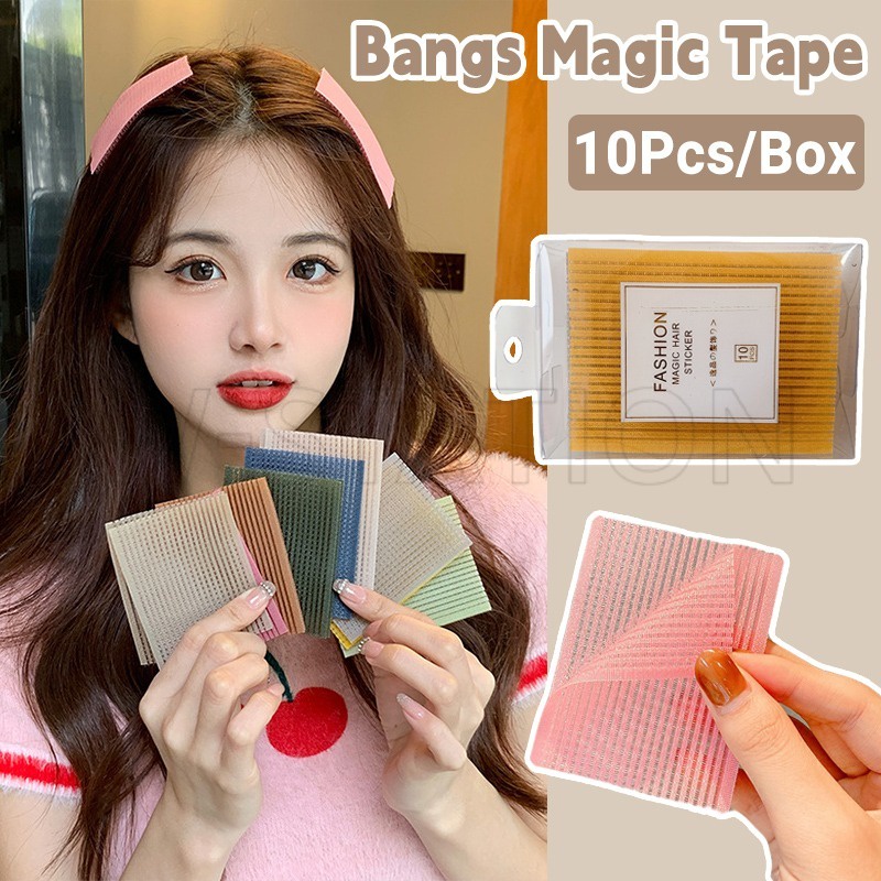 10 ชิ้น ผู้หญิง แฟชั่นเกาหลี หน้าม้า เมจิกเทป / สีลูกกวาด ด้านหน้า ผม ขอบ โคลง แผ่นแต่งหน้า / สุภาพสตรี ไม่มีรอยแตก แผ่นสติกเกอร์ผม / อุปกรณ์จัดแต่งทรงผม