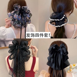 Hot Sale# Super fairy floral big bow ribbon small clip high-grade hairpin womens head spoon shark clip hair accessories hairpin 8cc