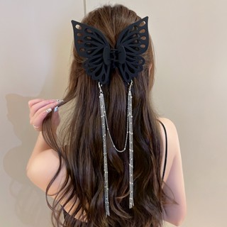 Hot Sale# butterfly tassel hairpin shark clip large hair volume high-grade French hair spoon clip headwear hairpin 8cc