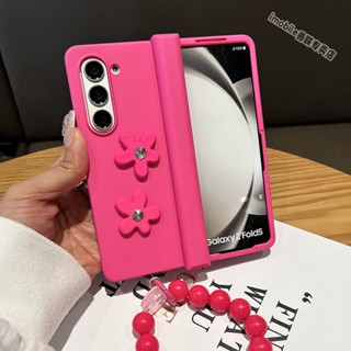 เคสป้องกันโทรศัพท์มือถือ ลายดอกกุหลาบ ประดับเพชร แบบพับได้ สําหรับ Samsung Galaxy Z Fold 3 4 5 5G Fold3 Fold4 Fold5