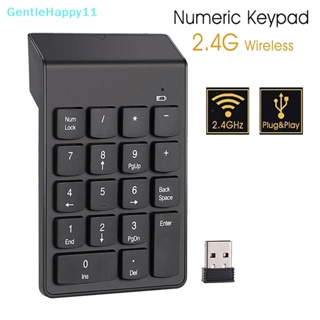 Gentlehappy คีย์บอร์ดตัวเลขไร้สาย 2.4G Mini USB 18 คีย์ สําหรับ PC แล็ปท็อป