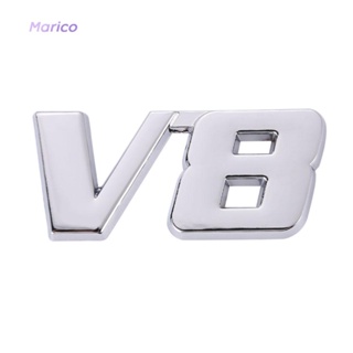 # สติกเกอร์โลหะโครเมี่ยม V8 3D สําหรับติดฝากระโปรงท้ายรถยนต์ [Marico.th]