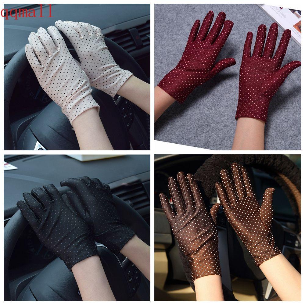 Qqmall ถุงมือผ้าสเปนเด็กซ์ยืดหยุ่นป้องกันรังสียูวี