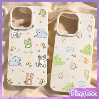 Pingcoo - เข้ากันได้สำหรับ เคส iphone 11 เคสไอโฟน เคสไอโฟน11 กรณีเป็นมิตรกับสิ่งแวดล้อมสีขาวกรณี Soft TPU กันกระแทกน่ารักช้างกบไดโนเสาร์เข้ากันได้กับ iPhone 14 PRO MAX 13 PRO MAX 12 PRO MAX XR XS 7 8 PLUS