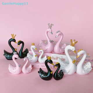 Gentlehappy ฟิกเกอร์เรซิ่น รูปหงส์ สําหรับตกแต่งเค้ก 1 คู่