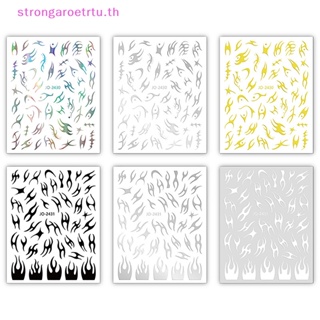 Strongaroetrtu สติกเกอร์เทปกาวโลหะ 3D สีเงิน สีทอง สําหรับติดตกแต่งเล็บเจล