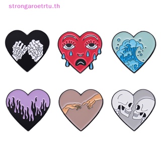 Strongaroetrtu เข็มกลัด รูปหัวใจ สไตล์พังก์ สร้างสรรค์ เครื่องประดับ ของขวัญวันฮาโลวีน สําหรับเด็ก